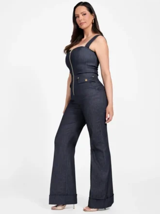 Denim Detachable Strapless Zip Jumpsuit
