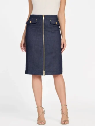 Denim Midi Pencil Skirt