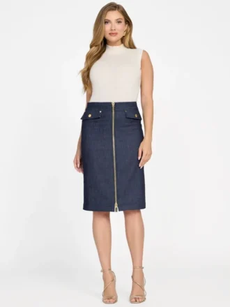 Denim Midi Pencil Skirt