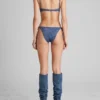 Denim Print Triangle Swim Top