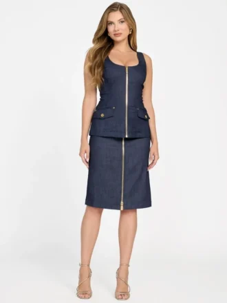 Denim Zip Corset Top
