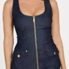 Denim Zip Corset Top