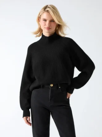 Denise Mock-Neck Ribbed Sweater