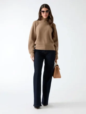 Denise Mock-Neck Ribbed Sweater