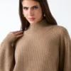 Denise Mock-Neck Ribbed Sweater