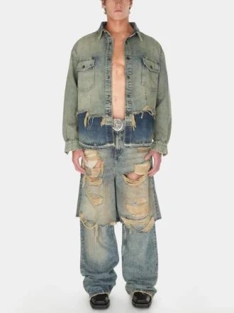Distressed Denim Shirt Jacket