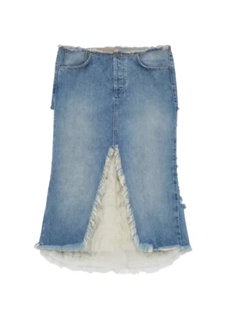 Distressed Denim Skirt