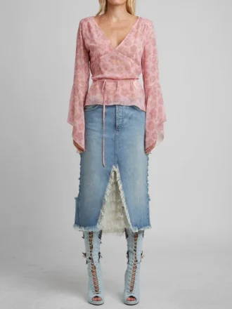 Distressed Denim Skirt
