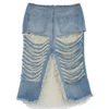 Distressed Denim Skirt