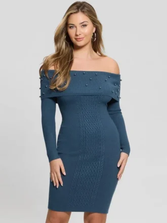 Eco Amber Off-The-Shoulder  Cable Dress