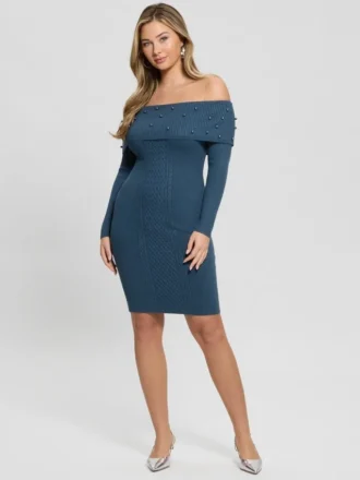 Eco Amber Off-The-Shoulder  Cable Dress