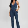 Eco Claire Denim Halter Jumpsuit