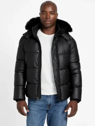 Eco Faux-Leather Puffer Jacket