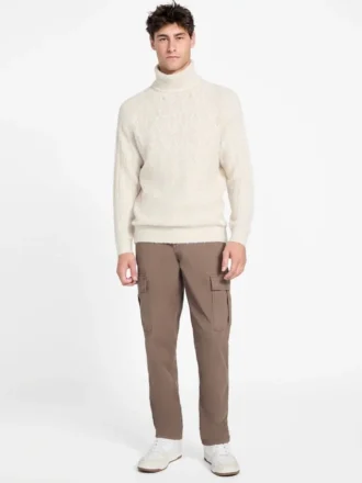 Eco Jemmy Turtleneck Mixed-Stitch Sweater