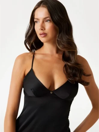 Eco Lea Lace-Trim Maxi Chemise