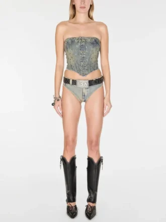 Embellished Denim Corset