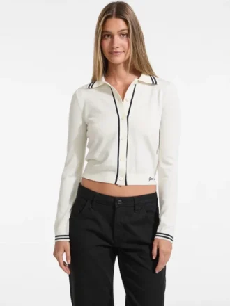 Embroidered Polo Sweater Top