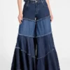 Escape Tiered Patchwork Wide Leg Jeans