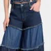 Escape Tiered Patchwork Wide Leg Jeans