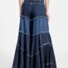 Escape Tiered Patchwork Wide Leg Jeans