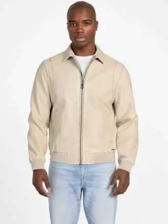 Faux-Leather Aviator Jacket