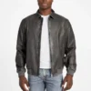 Faux-Leather Aviator Jacket