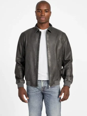Faux-Leather Aviator Jacket