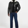 Faux-Leather Quilting Motif Jacket