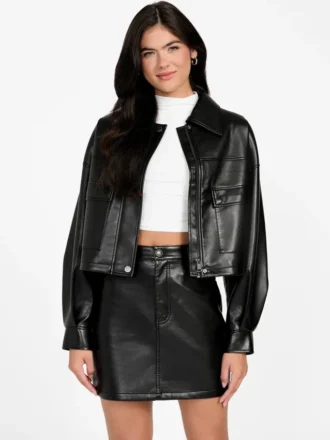 Flaminia Cropped Faux-Leather Jacket