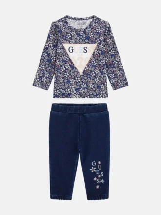 Floral Logo Tee and Knit Pants Set (0-24M)