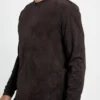 Garrett Knit Faux-Suede Crewneck
