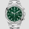 Gc Silver-Tone and Green Chronograph Watch