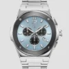 Gc Silver-Tone and Light Blue Multifunction Watch