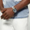 Gc Silver-Tone and Light Blue Multifunction Watch