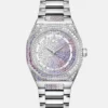 Gc Silver-Tone Crystal Analog Watch