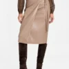 Gladys Faux-Leather Wrap Skirt
