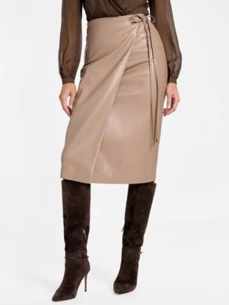 Gladys Faux-Leather Wrap Skirt
