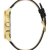 Gold-Tone and Black Leather Multifunction Watch