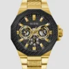 Gold-Tone and Black Textured Multifunction Watch