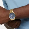 Gold-Tone and Blue Multifunction Watch