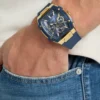 Gold-Tone and Blue Multifunctional Watch