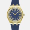 Gold-Tone and Blue Silicone Analog Watch