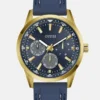 Gold-Tone and Blue Silicone Multifunction Watch