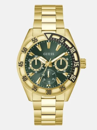 Gold-Tone and Green Multifunction Watch