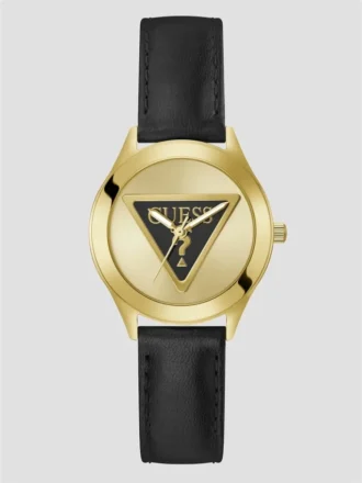 Gold-Tone and Leather Analog Logo Watch