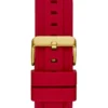 Gold-Tone and Red Silicon Multifunction Watch