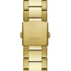 Gold-Tone and Textured Blue Multifunction Watch
