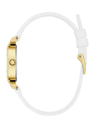 Gold-Tone and White Silicone Analog Watch