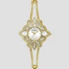 Gold-Tone Flower Analog Watch
