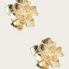 Gold-Tone Flower Stud Earring